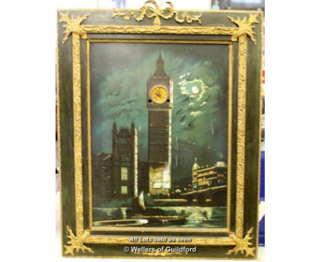 *ANTIQUE VINTAGE VICTORIAN WALL CLOCK FEATURING BIG BEN WITH MOTHER OF PEARL INLA [LQD79](LOT SUBJECT TO VAT)