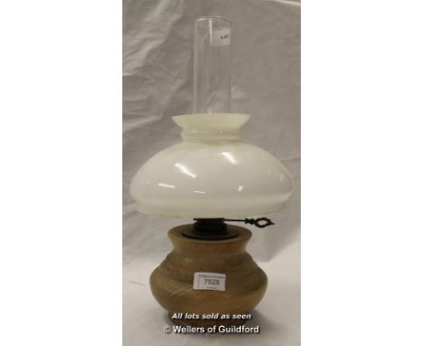 Vintage gas lamp with wooden base