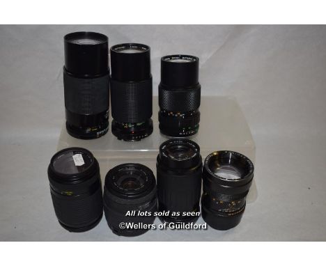 7 x mixed camera lenses, Tamron 80-210mm, Hanimar 135mm, Cosina 70-210mm, Sigma UC zoom 70-210mm, Vivitar 70-210mm, Olympus Z