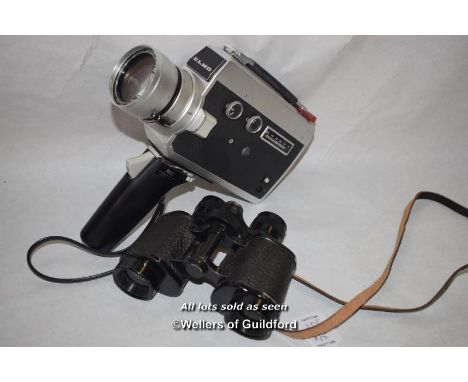 Vintage Elmo 104 Super 8 camera and Lieberman &amp; Gortz 8 x 28 binoculars