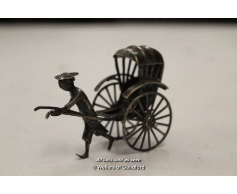 *SMALL SILVER PLATE CHINESE RICKSHAW  [LQD79](LOT SUBJECT TO VAT)