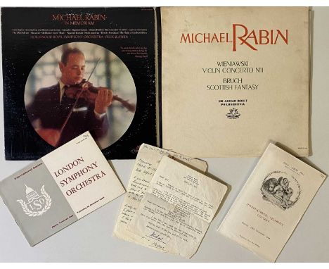 MICHAEL RABIN LP RARITIES PLUS LETTER. A superb pack of 2 LPs by American violinist Michael Rabin, includes a hand-written pe