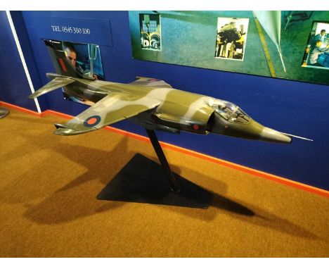 The War Gallery Harrier Jump Jet XV786 scale model  A good scale model of a Harrier Jump Jet XV786 in camouflage livery on st