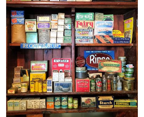 Britain in the Blitz Packaging  Rear of shop packaging on lower shelves right of centre includes a Rinso advertising sign,Rec