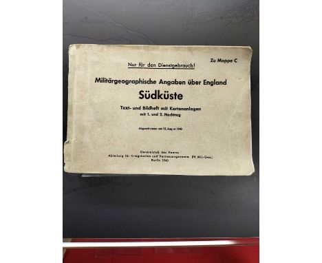 The War Gallery Operation Sealion etc.   A display cabinet with a portrait of Hitler WW2 German Military geographical informa