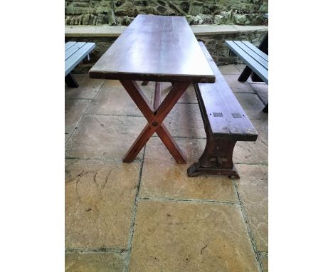 Outside picnic table X frame pine table and bench L188 cm