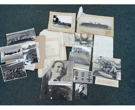 Entrance WWII RAF Ephemera. A collection of WWII RAF ephemera, to include copy Guy Gibson photos, several sets of different a
