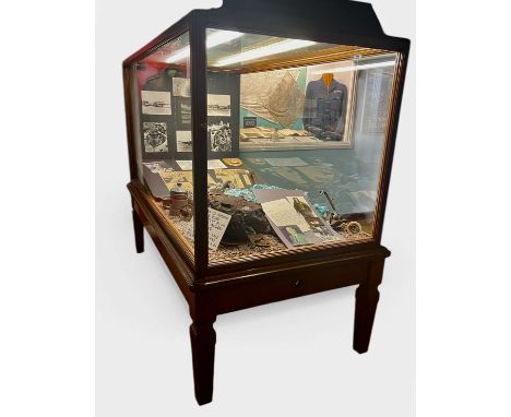Mahogany Display Cabinet Museum Quality Cabinet glazed on five sides and with a door at each end on square section legs HxWxD