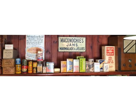 Britain in the Blitz Packaging  Rear of shop top shelf, all the packaging items right of centre and a period radio in walnut 