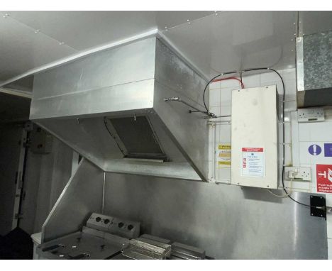 Extractor Hood.  Stainless steel fryer extractor hood with PAFSS integral kitchenguard manual actuator fire suppression syste