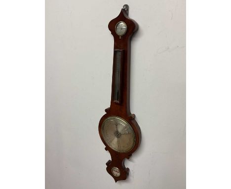 A mid-19th century mahogany wheel barometer, length 97cm.