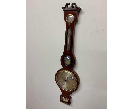 J &amp; W LETTY OF DUNSTER; a 19th century mahogany five dial wheel barometer, length 98cm (af)