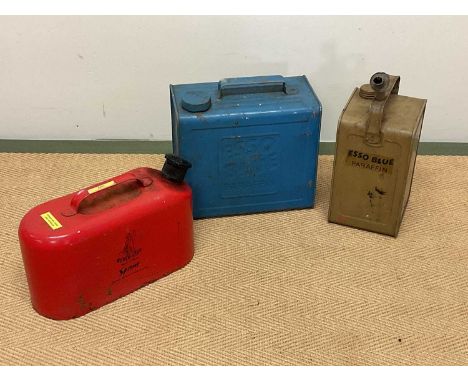Three vintage advertising fuel cans