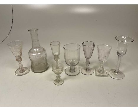 Assorted glassware and vintage bottles, also three glass fishing floats.Condition Report: Glass dated 1690 has been broken an