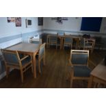 *Sixteen Beech Framed Armchairs with Upholstered Seats and Backs