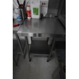 *Stainless Steel Preparation Table with Undershelf and Upstand to Rear 60x63cm