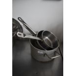*One Aluminium Pan, and Three Stainless Steel Saucepans