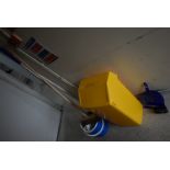 *Yellow Waste Bin, Mop Bucket, Mop, Sweeping Brush, and Dustpan