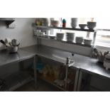 *Aluminium Framed Stainless Steel Preparation Table with Commercial Can Opener, Undershelf, and