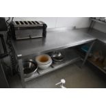 *Aluminium Framed Stainless Steel Preparation Table with Upstand to Rear, and Undershelf 145x60cm