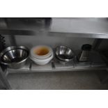 *Assorted Stainless Steel Bowls, Colanders, Grater, Pyrex Roasting Dishes, etc.