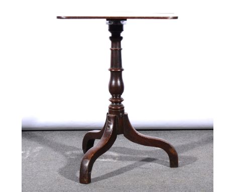 Victorian oak tripod table, rectangular top, turned column, width 54cm, depth 48cm, height 73cm.