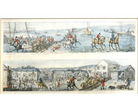 After Henry Alken, six hunting cartoons, on three sheets, 28cm x 57cm, late impressions.