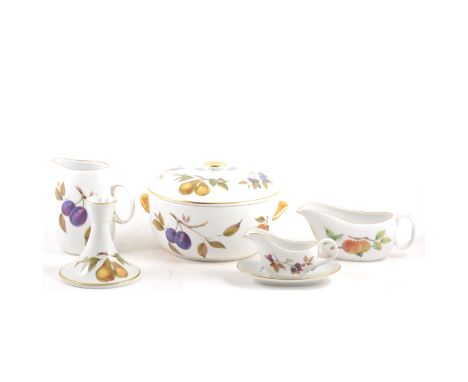 Large quantity of Royal Worcester 'Evesham' dinnerware, including covered tureens, sauce boat, dinner plates, etc.