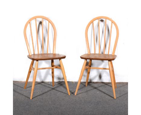 A pair of Ercol elm and beechwood kitchen chairs, 86cm.