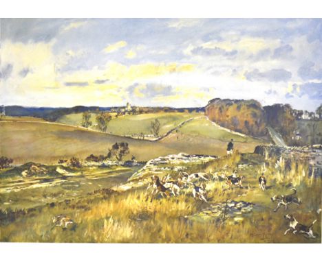 After Michael Lyne, hunting scene, colour print, pencil signed with blind stamp, published 1956 by Foster &amp; Reed, 40cm x 