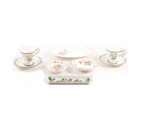 A quantity of Coalport and Royal Crown Derby dishes, trinkets, plates and cups and saucers.