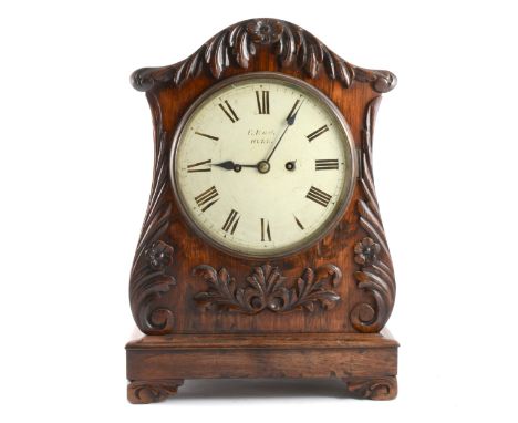 F Raw, Hull William IV rosewood bracket clock, white enamel dial signed F Raw, HULL, double fusee movement striking on a bell