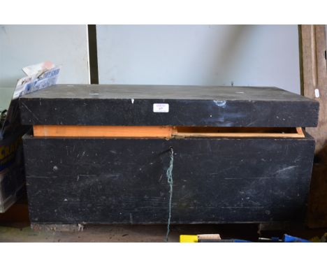 Two pine carpenters' tool boxes and contents, the largest box with removable compartmented trays, width 76cm, the contents in