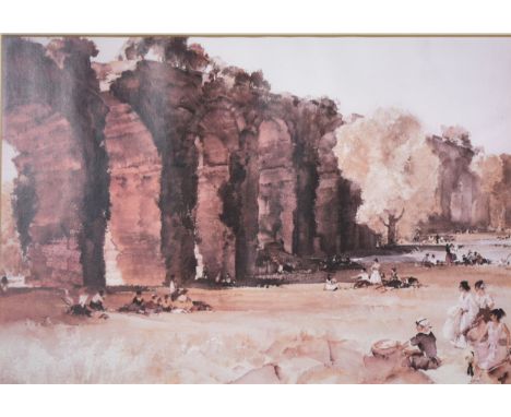 After Helen Bradley, Lees Road, colour print, 19cm x 24cm; three others from the same series, each with a caption within the 