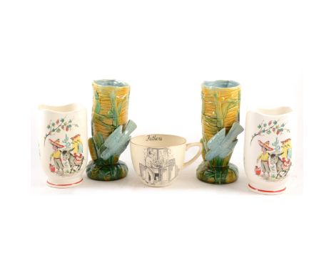 Seven Crown Ducal vases, including four with 'Petit Pierre' design and three with 'Little Pedro' design, and other mid-centur