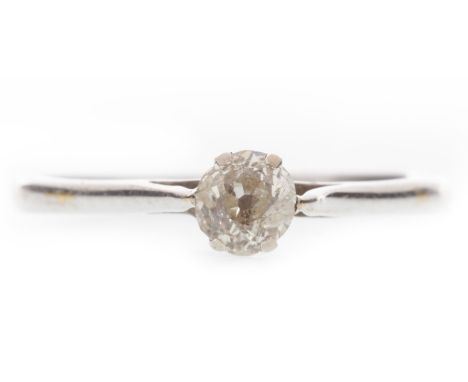 DIAMOND SOLITAIRE RINGwith a four claw set old round brilliant cut diamond of approximately 0.25 carats, in eighteen carat wh