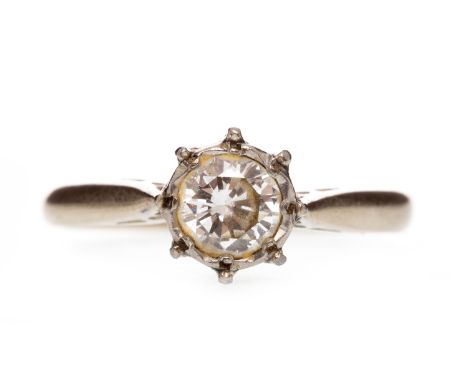 DIAMOND SOLITAIRE RINGwith an illusion set round brilliant cut diamond of approximately 0.40 carats, unmarked, size K 1/2, 3g
