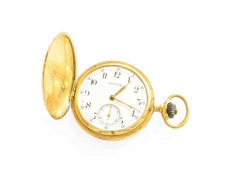 An 18 Carat Gold Full Hunter Zenith Pocket Watch, case stamped 18kInner dust cover is stamped 18k, no inscription.Winding smo