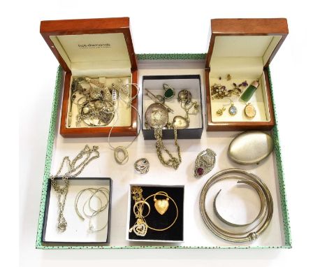 A Quantity of Jewellery, including a 9 carat gold diamond ring; two 9 carat gold pendants; three chains and a pendant stamped