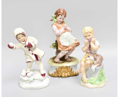 Two Royal Worcester Allegorical Figures, June and December both modelled by FG Doughty, tallest 17cm; together with a Capodim