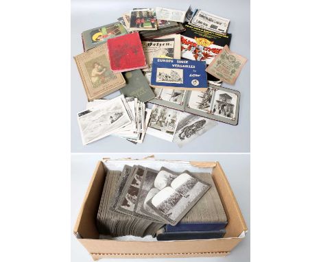 A Quanity of Stereoscopic Cards - 'The Great War', various postcards, a folder of 1960's advertising posters and technical de