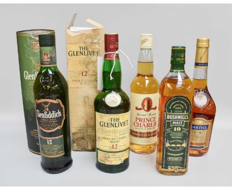 Glenlivet 12 Year Old SIngle Malt Scotch Whisky, 40% vol 70cl, Glenfiddich 12 Year Old SIngle Malt Scotch Whisky 40% vol 70cl
