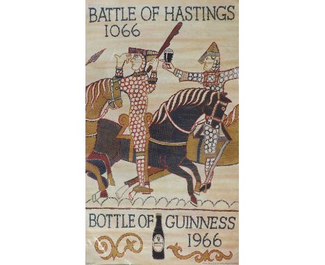 Guinness Advertising Poster: Battle Of Hasting 1066, Bottle Of Guinness 1966, with an illustration after the Bayeux Tapestry 