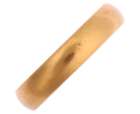 A late 20th century 18ct gold wedding band ring, maker B&N, London 1993, band width 4mm, size J, 5.5gNo damage or repair, onl