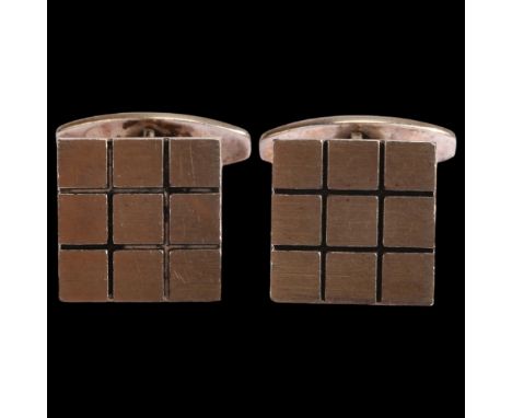 N E FROM - a pair of Danish sterling silver chequerboard design cufflinks, 15mm across, 16gGood condition, very light scratch