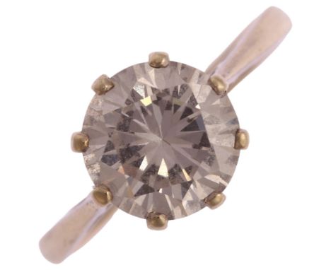 A late 20th century 9ct white gold solitaire paste ring, London 1982, setting diameter 9.6mm, size N, 3.3gNo damage or repair