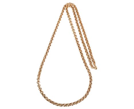 A 9ct gold belcher link chain necklace, length 66cm, 24gNo damage or repairs, no broken links, clasp working, hallmarks clear