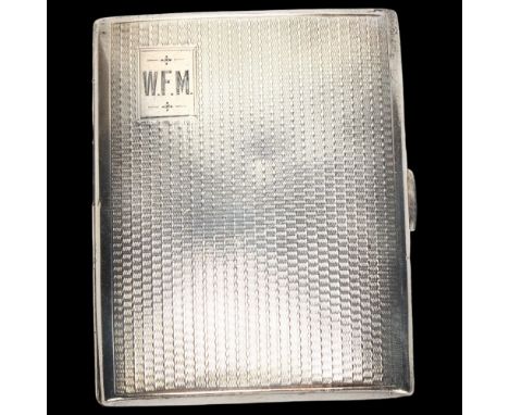 George V rectangular silver cigarette/card case, John Henry Wynn, Birmingham 1928, 2.46oz, length 8cmMonogram on lid, very li