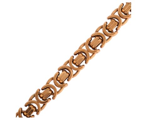 A heavy modern 9ct gold fancy link chain bracelet, maker BJF, Birmingham 2001, band width 10.6mm, length 20cm, 44.6gNo damage