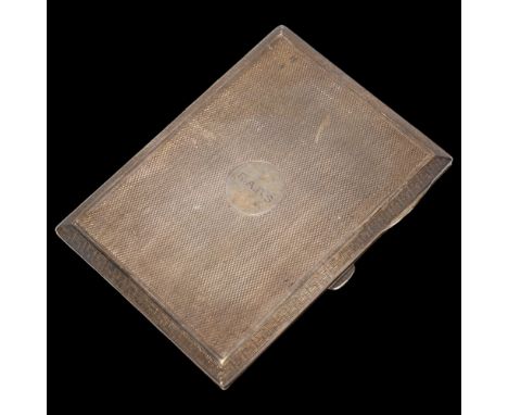 A George V rectangular silver cigarette case, Alex Clark Co, Birmingham 1922, 6.6oz, 11.5cm x 8.5cmGood condition 
